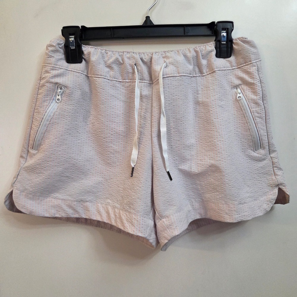 Magellan Outdoors Womens XS Pink White Seersucker Striped Zipper Pocket Shorts